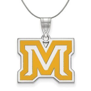 Sterling Silver Montana State Medium Enamel Necklace - 24 Inch